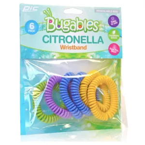 Bugables Citronella Coil Wristbands, One Size Fits All, Multicolor, 6 Pack