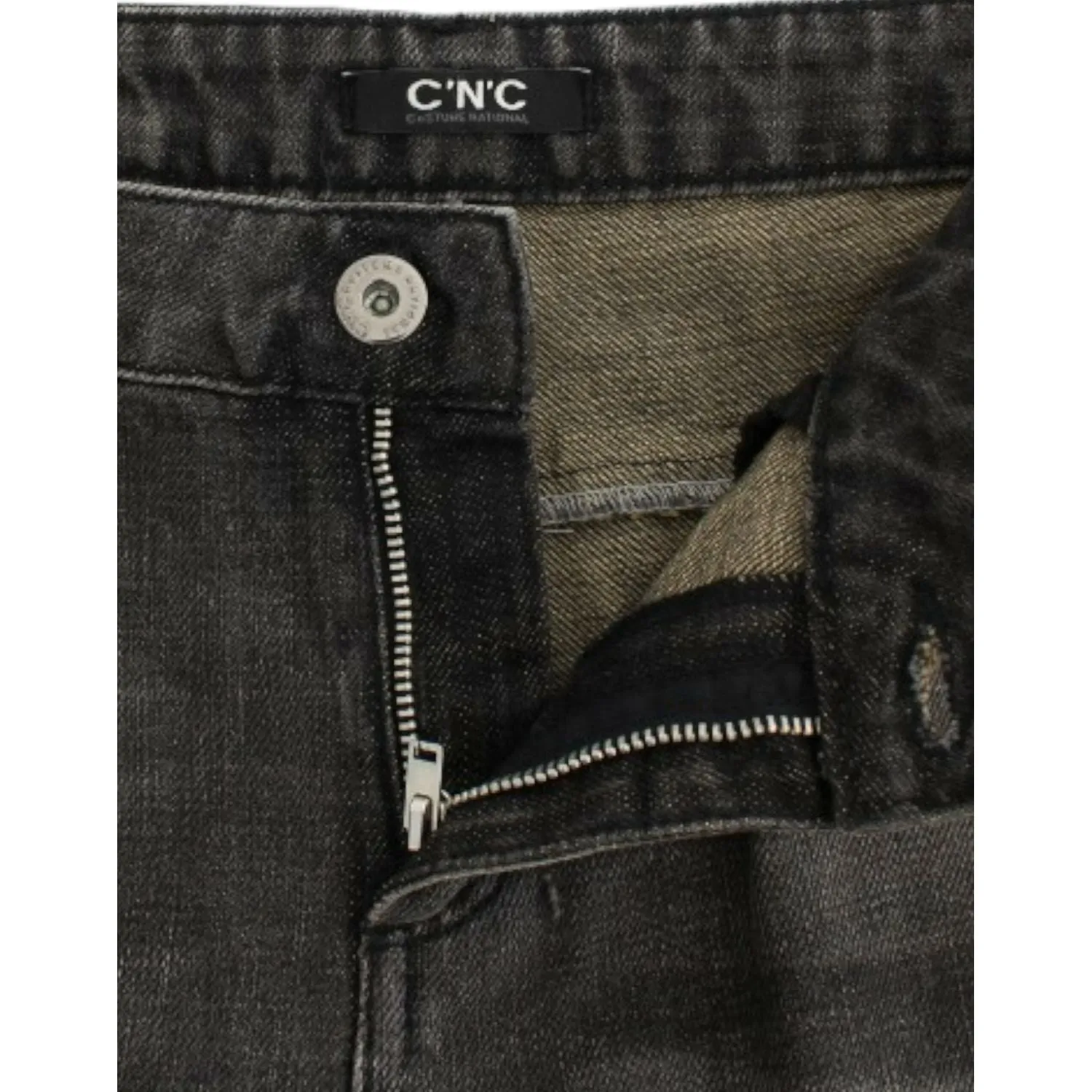 Costume National Sleek Gray Straight Leg Distressed Jeans