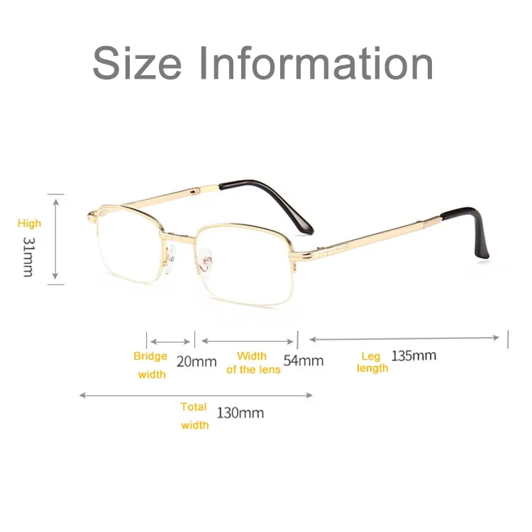 Folding Anti Blue-ray Presbyopic Reading Glasses with Case & Cleaning Cloth,  1.00D(Gold)