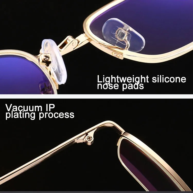 Folding Anti Blue-ray Presbyopic Reading Glasses with Case & Cleaning Cloth,  1.00D(Gold)