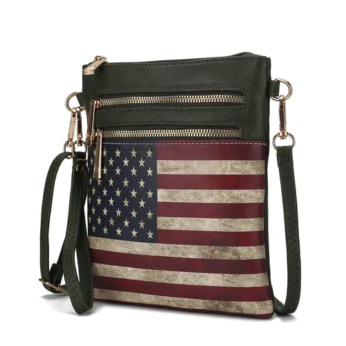 Genesis Printed Flag Vegan Leather Women Crossbody Bag