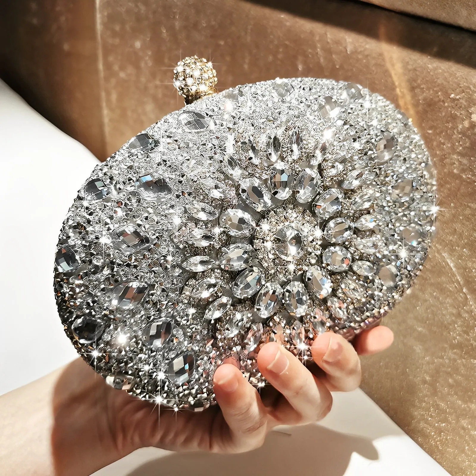 Genesis Solar Rhinestone-Encrusted Clutch Bag