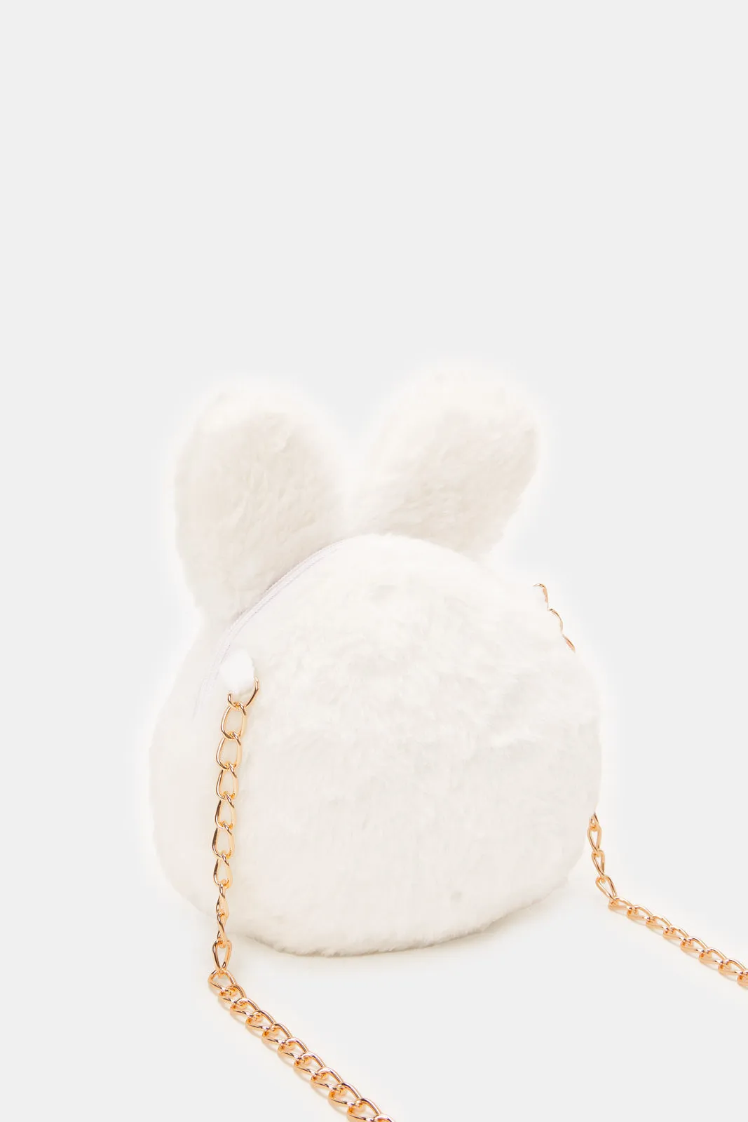 Girls White Cat Faux Fur Cross Body Bag