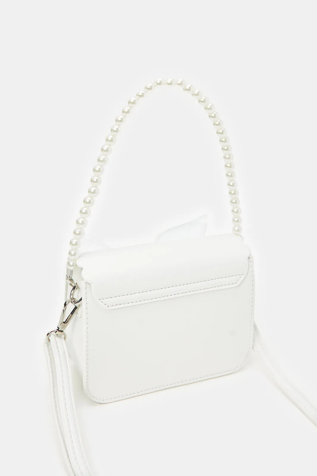 Girls White Embellished Cross Body Bag