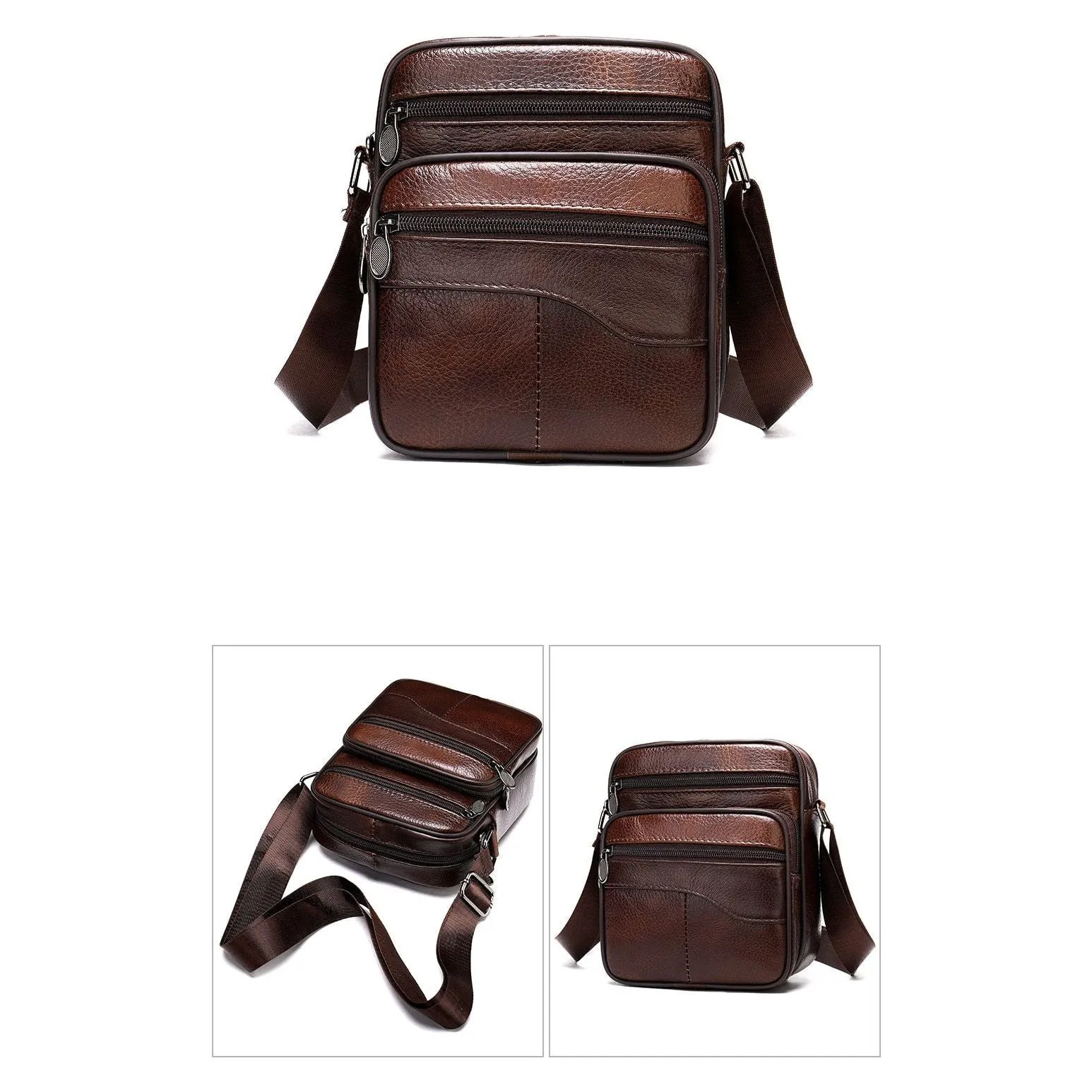 Graceful Exotic Leather Zipper Flap Messenger Bag