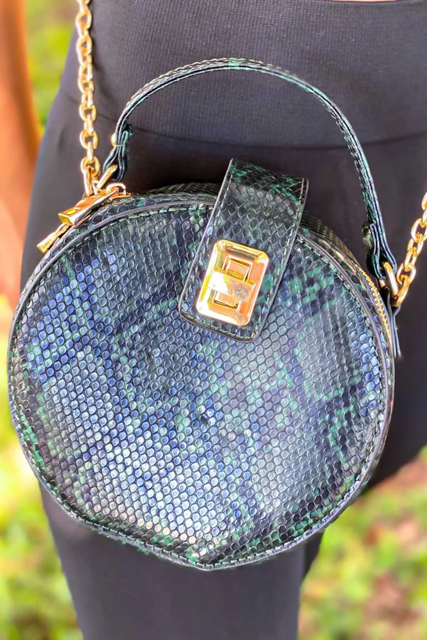 Green Snake Skin Crossbody Bag