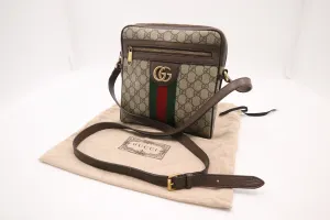 Gucci Ophidia Crossbody Bag in Brown Leather and Beige MG Canvas