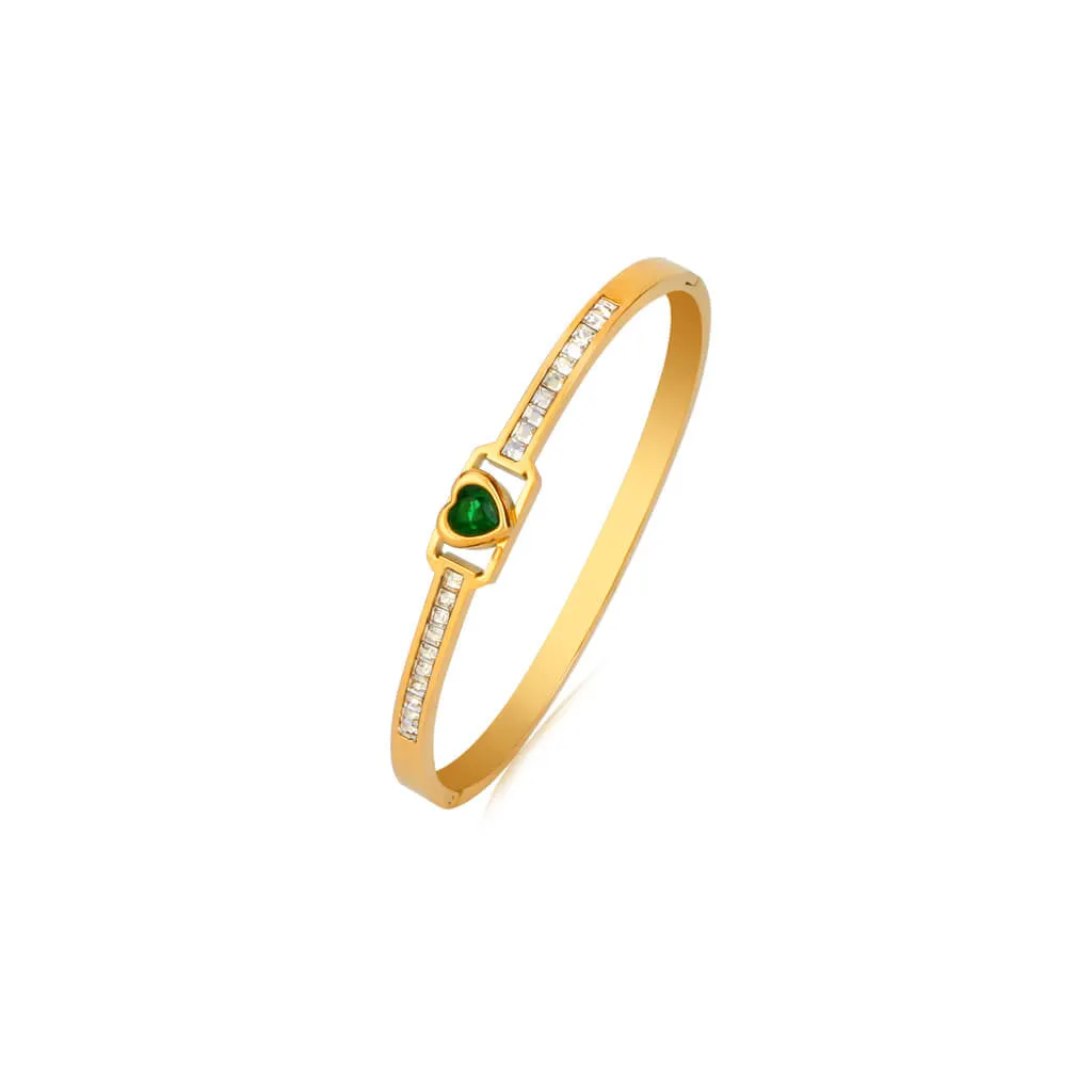 Heart Oasis Sleek 18K Gold Plated Bangle