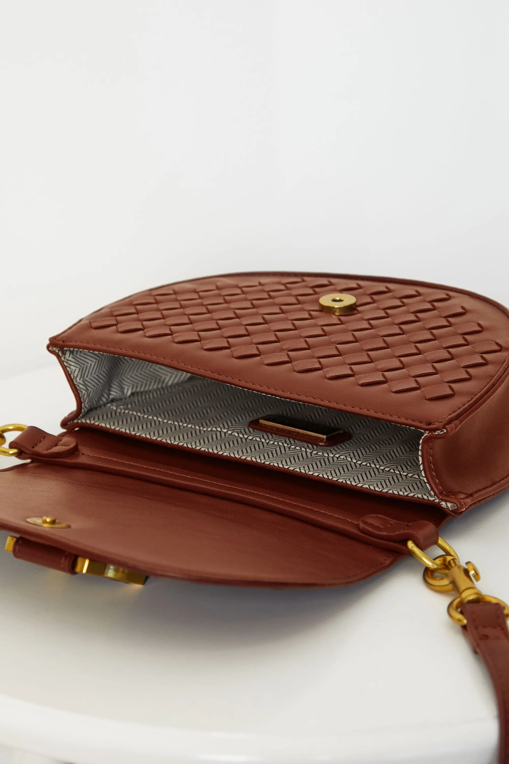 Heidi Chocolate Woven Crossbody Bag