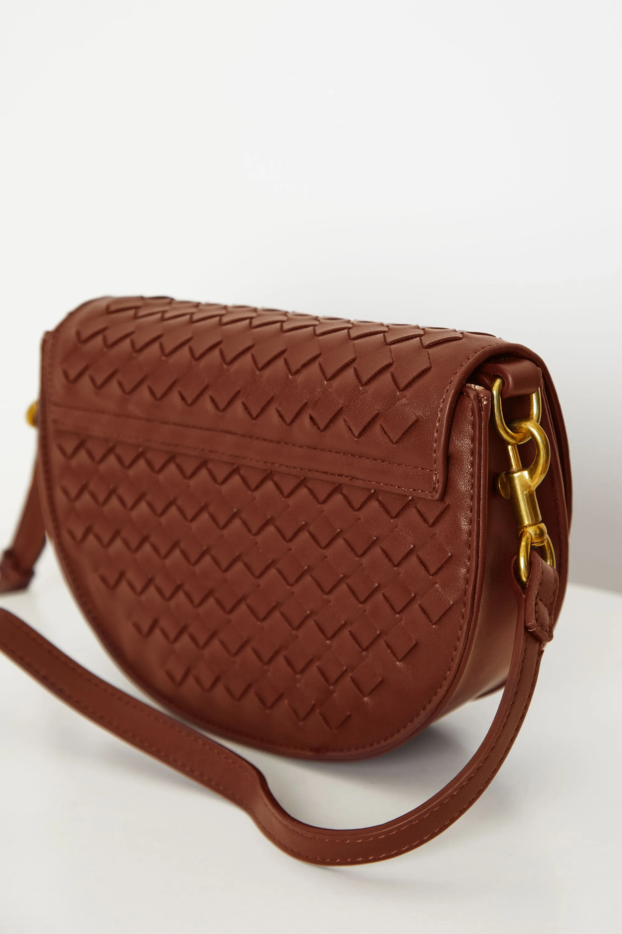 Heidi Chocolate Woven Crossbody Bag