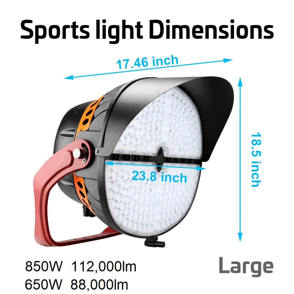 Konlite LED Sports Light - 650W - 88,000lm - 5700K - 277-480V - 4H4V - 1500W Equal - 10 Year Warranty