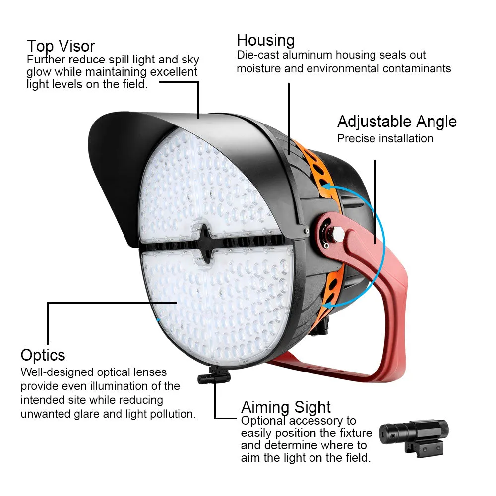 Konlite LED Sports Light - 650W - 88,000lm - 5700K - 277-480V - 4H4V - 1500W Equal - 10 Year Warranty