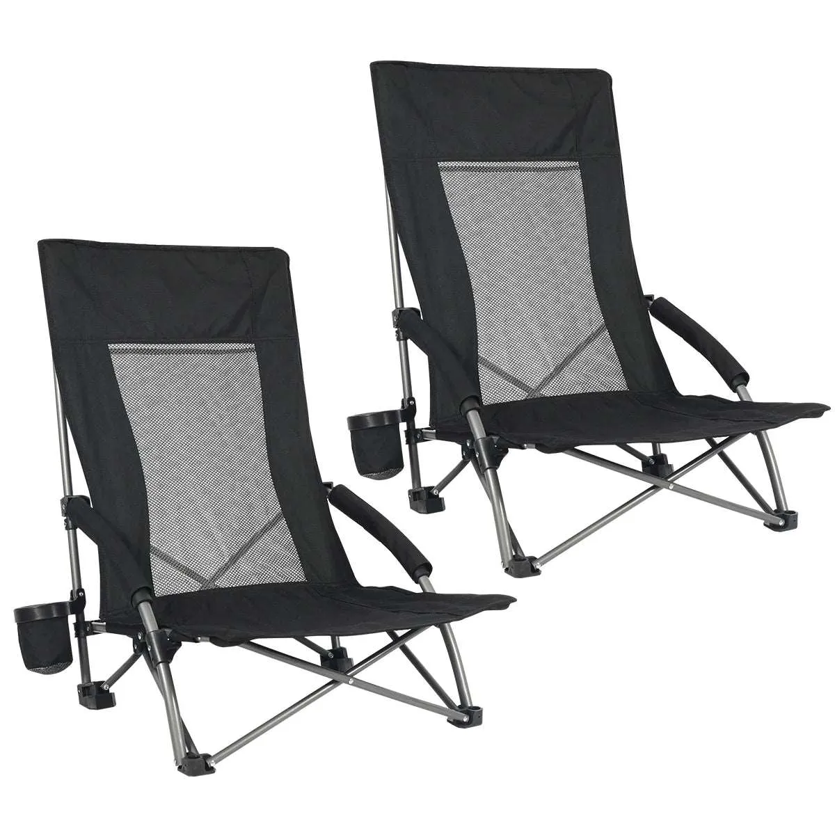 Low Seat Beach Chair with High Mesh Back