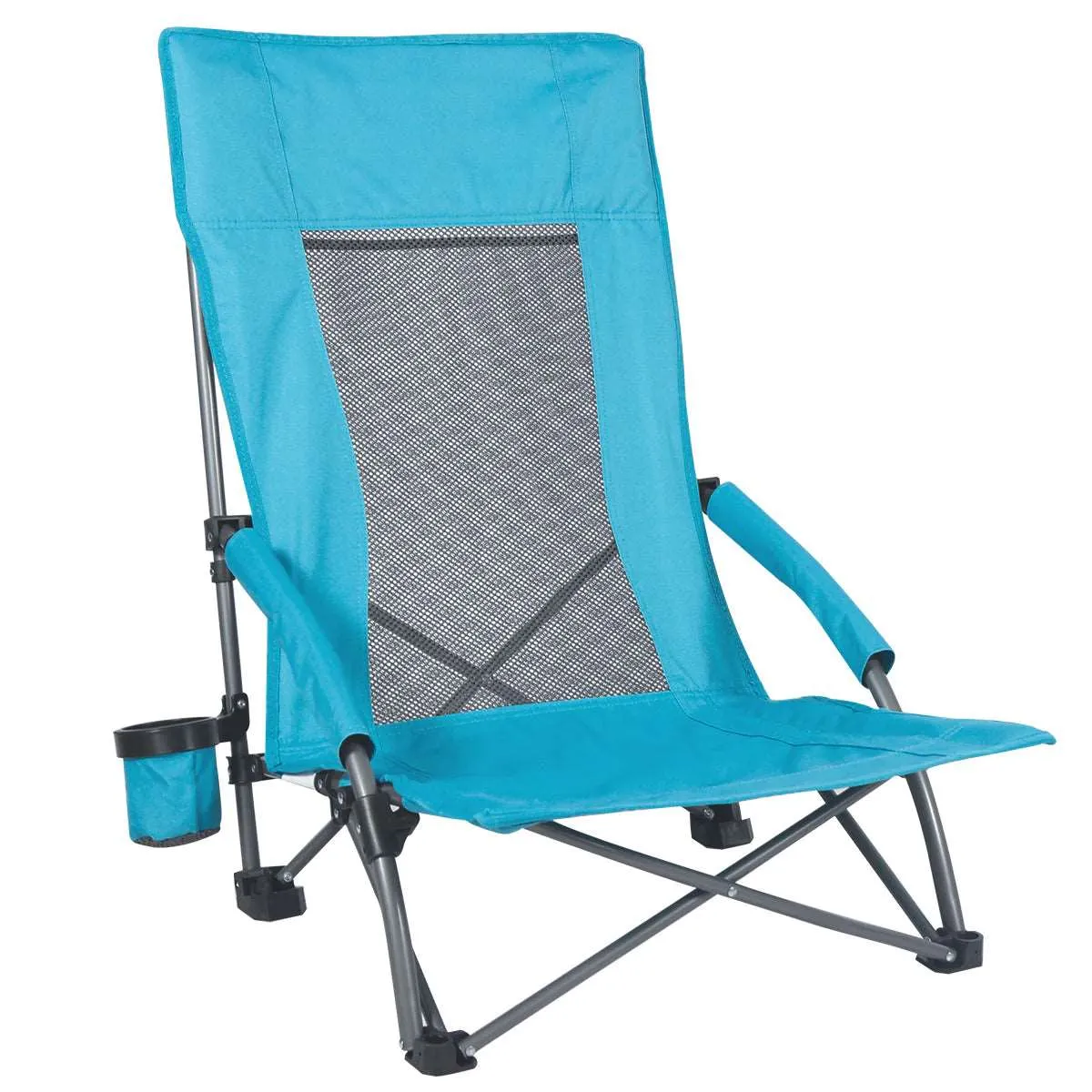 Low Seat Beach Chair with High Mesh Back