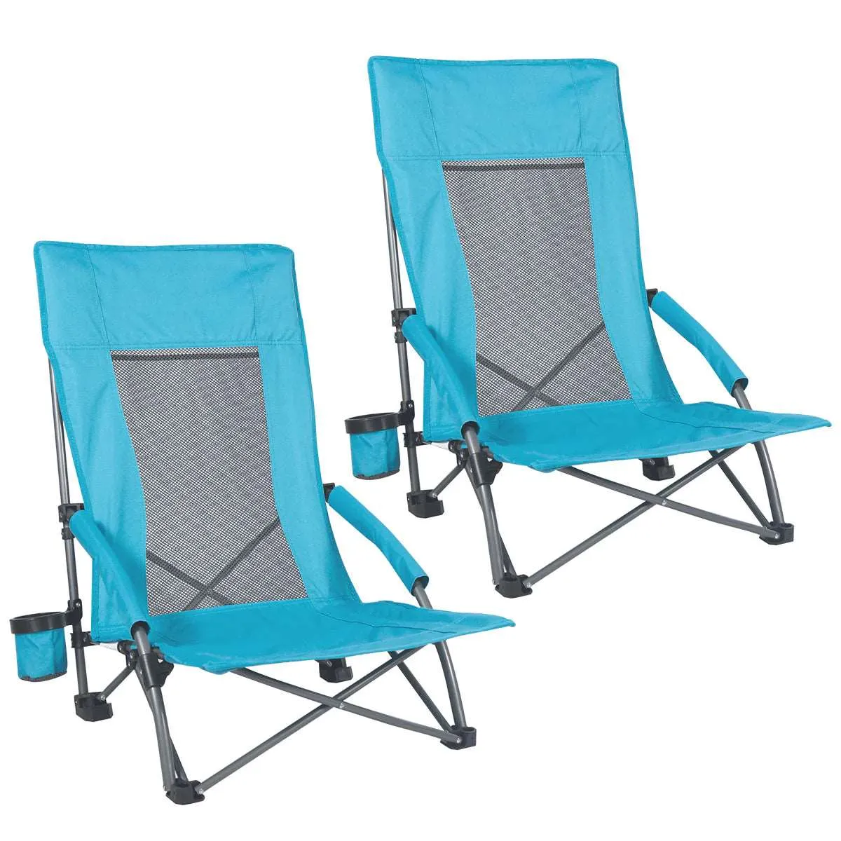 Low Seat Beach Chair with High Mesh Back