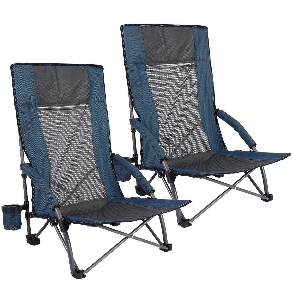 Low Seat Beach Chair with High Mesh Back