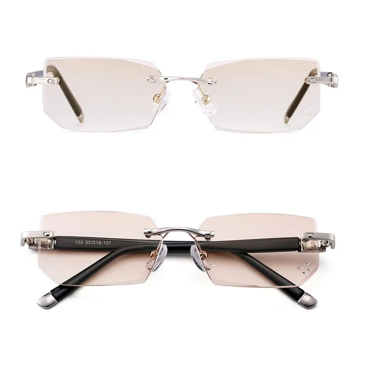 Men Anti Fatigue & Blue-ray Rimless Rhinestone Trimmed Presbyopic Glasses,  1.00D