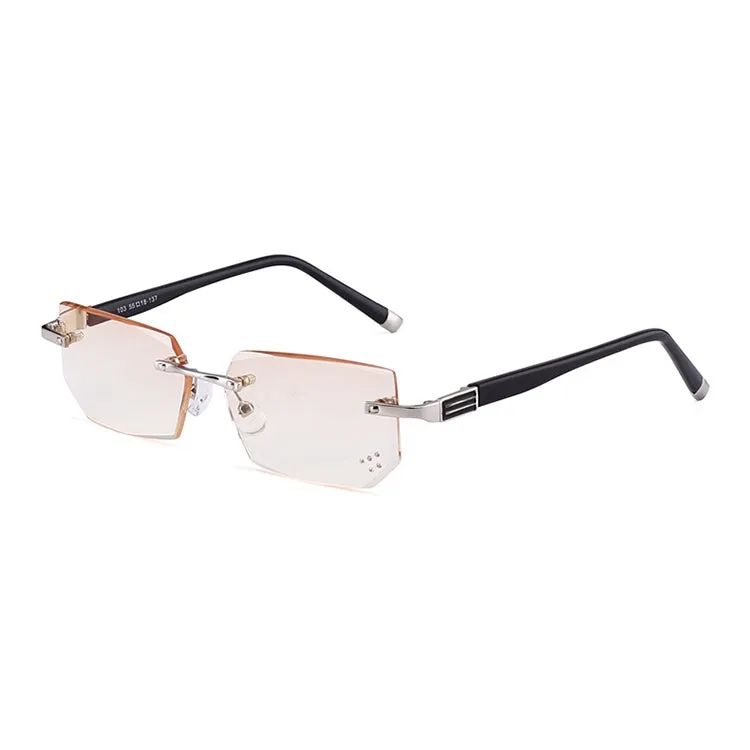 Men Anti Fatigue & Blue-ray Rimless Rhinestone Trimmed Presbyopic Glasses,  1.00D