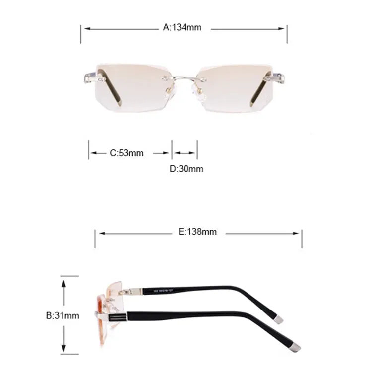 Men Anti Fatigue & Blue-ray Rimless Rhinestone Trimmed Presbyopic Glasses,  1.00D