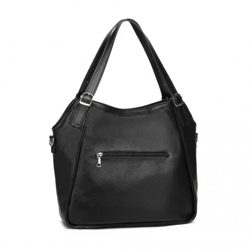 Miss Lulu Black Casual Shoulder Bag - Stylish Pleated Design, Premium PU Leather - Elegant Women's Handbag for Everyday Use