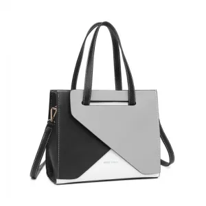 Miss Lulu Contrast Panel Shoulder Bag - Grey | Stylish & Functional Handbag