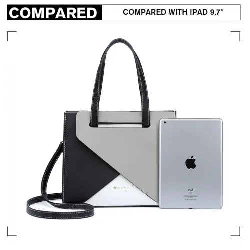 Miss Lulu Contrast Panel Shoulder Bag - Grey | Stylish & Functional Handbag