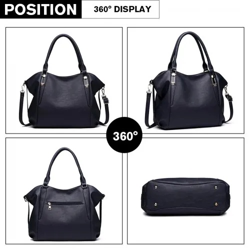 Miss Lulu Soft Leather Elegant Simple Shoulder Bag - Navy | Versatile & Stylish Handbag for Any Occasion