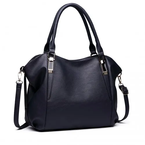 Miss Lulu Soft Leather Elegant Simple Shoulder Bag - Navy | Versatile & Stylish Handbag for Any Occasion