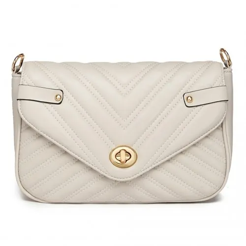 Miss Lulu V-quilted Flap Leather Shoulder Bag - Grey | Premium Quality & Elegant Fashion