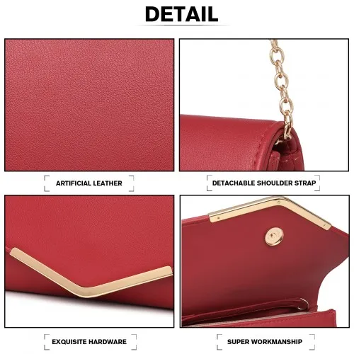 Miss Lulu Vegan Envelope Clutch Bag - Red | Elegant & Versatile Evening Purse