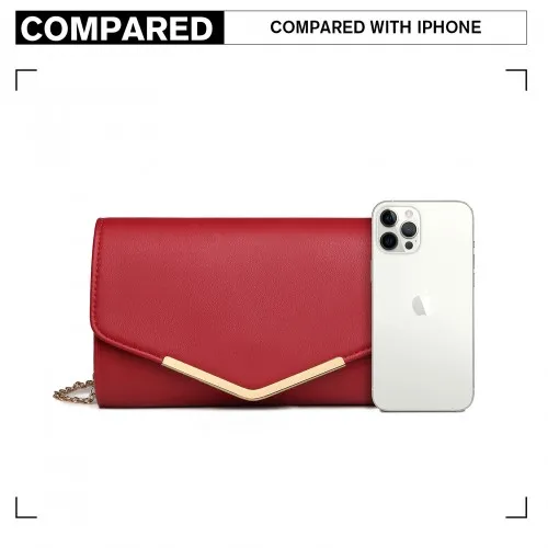 Miss Lulu Vegan Envelope Clutch Bag - Red | Elegant & Versatile Evening Purse