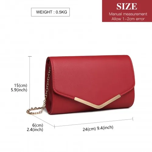 Miss Lulu Vegan Envelope Clutch Bag - Red | Elegant & Versatile Evening Purse