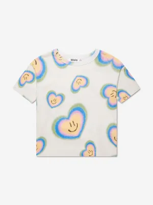 Molo Girls Aura Hearts T-Shirt in Ivory