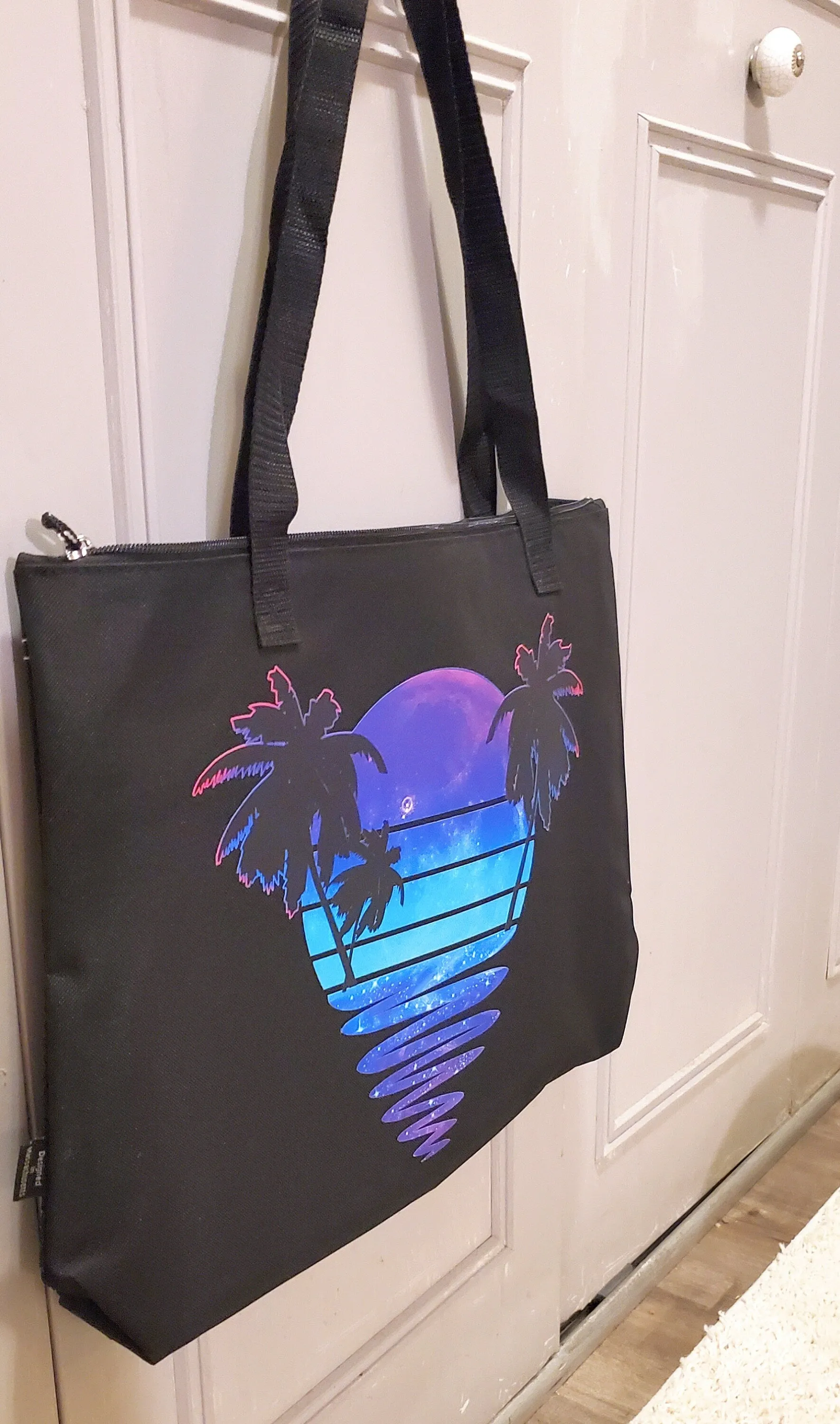 Neon Moonrise Zipper Tote