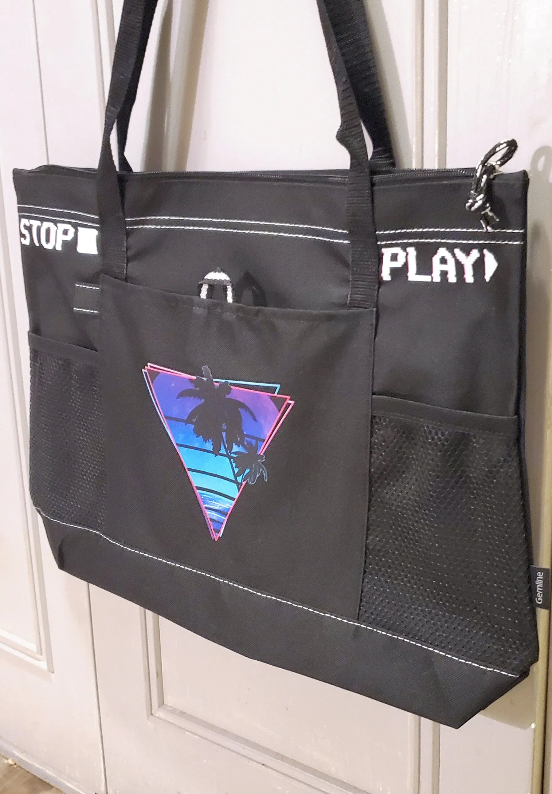 Neon Moonrise Zipper Tote