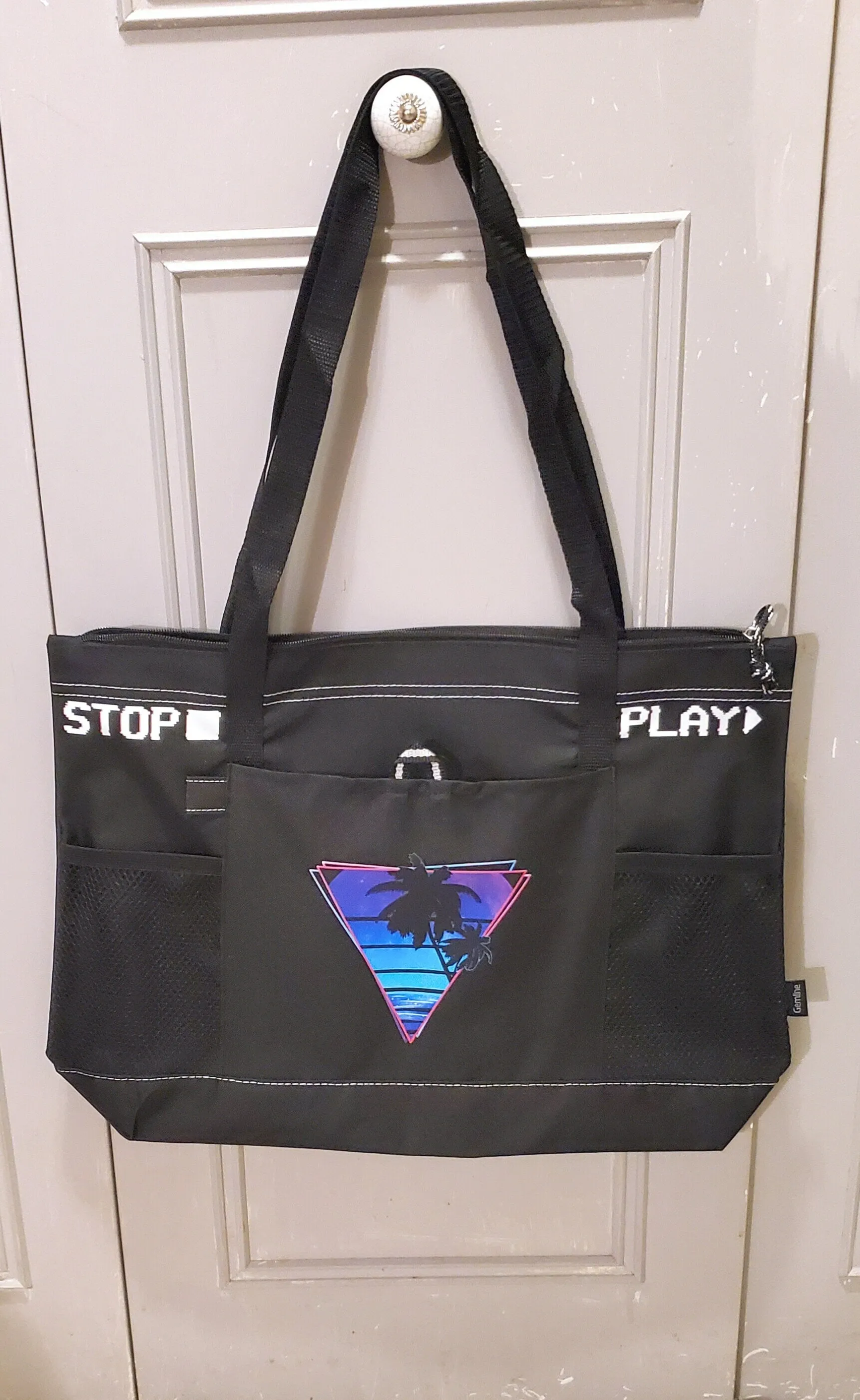 Neon Moonrise Zipper Tote