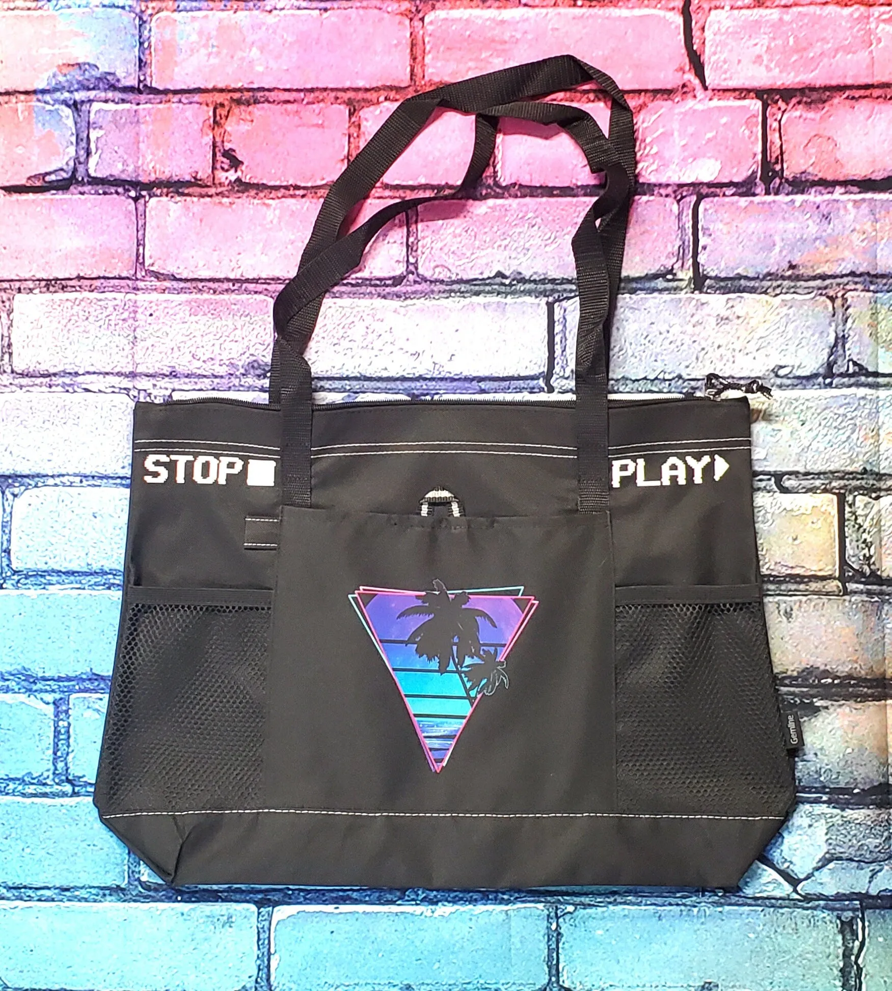 Neon Moonrise Zipper Tote