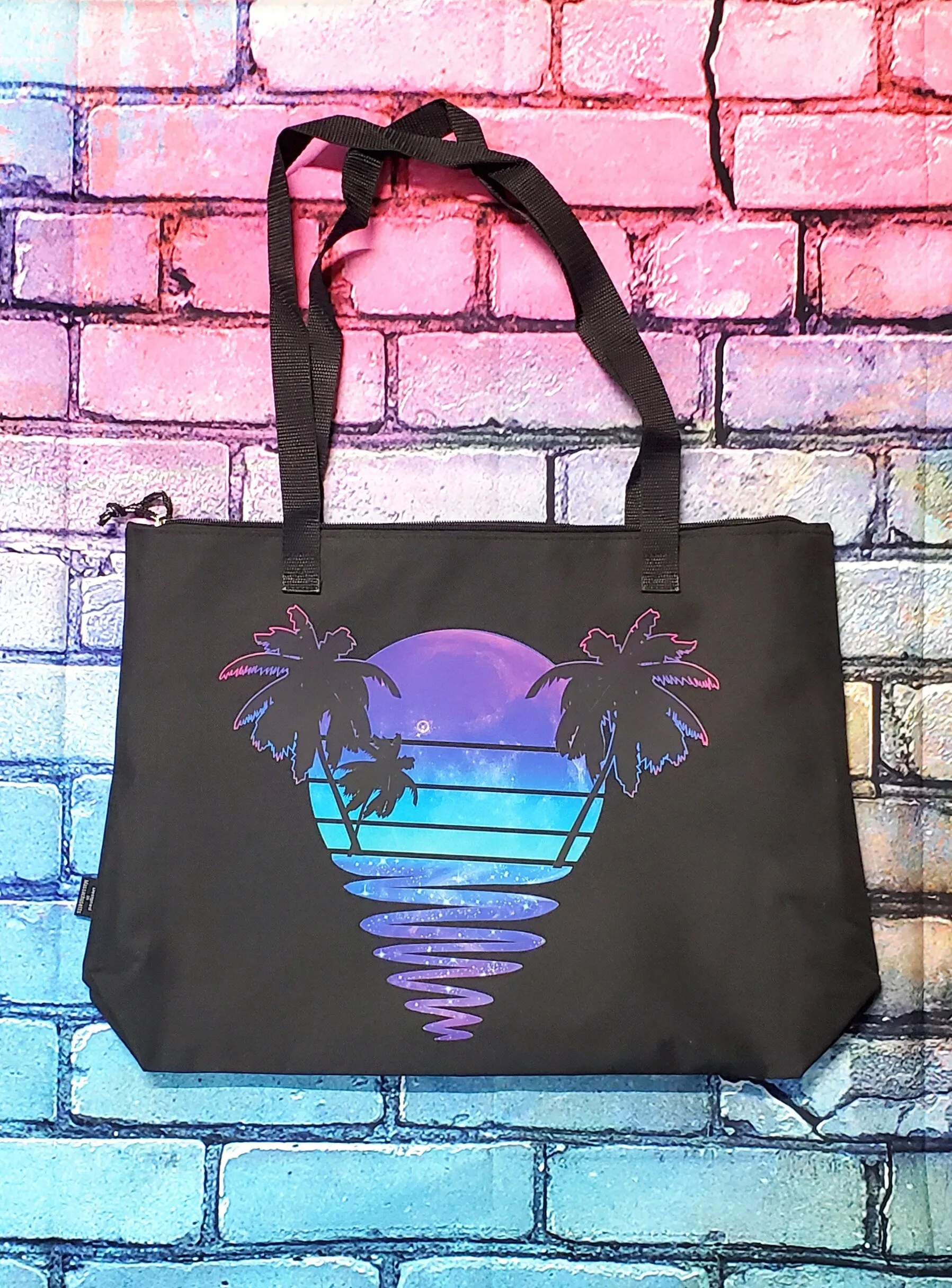 Neon Moonrise Zipper Tote