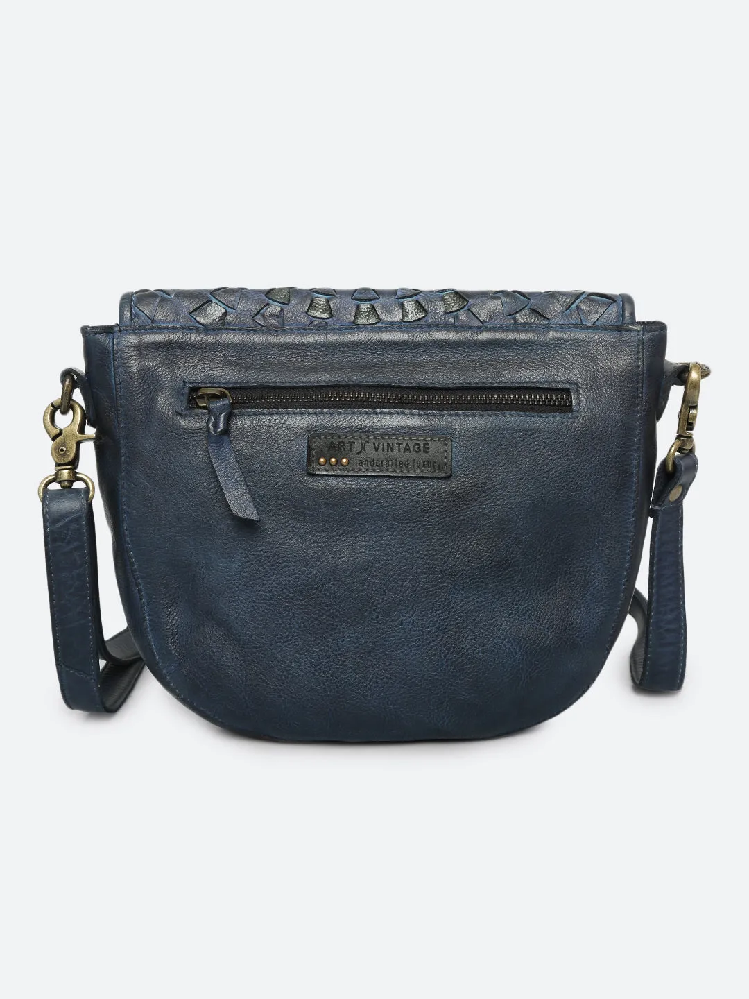 Onyx: Bohemian Mandala Leather Bag In Blue Color