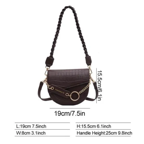 PU Leather Braid & Chain Shoulder Bag