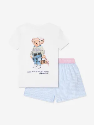 Ralph Lauren Girls T-Shirt And Shorts Pyjama Set in White