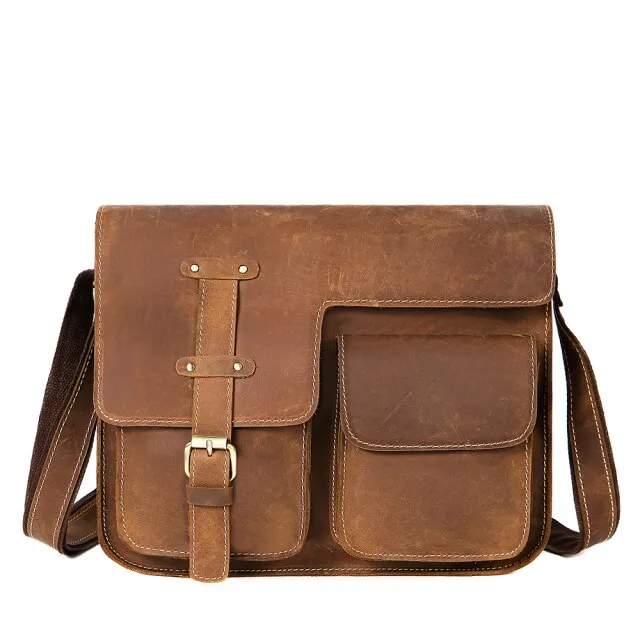 RetroLuxe Leather Cover Closure Messenger Bag