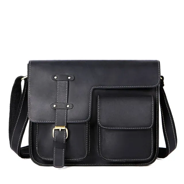 RetroLuxe Leather Cover Closure Messenger Bag