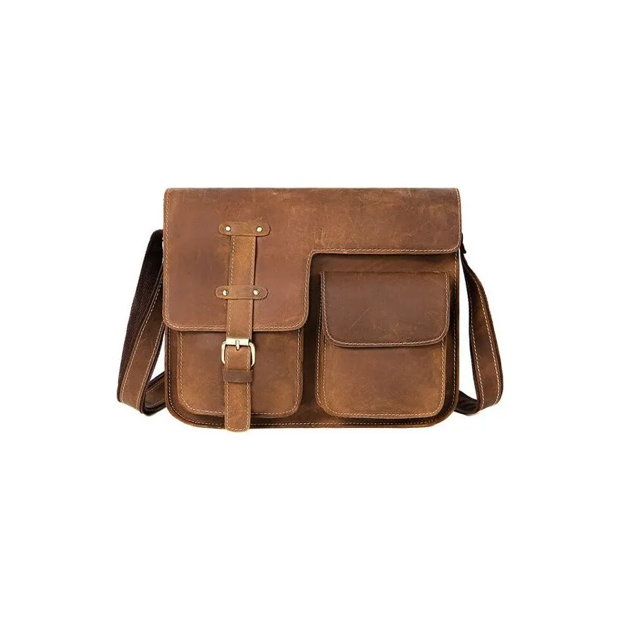 RetroLuxe Leather Cover Closure Messenger Bag