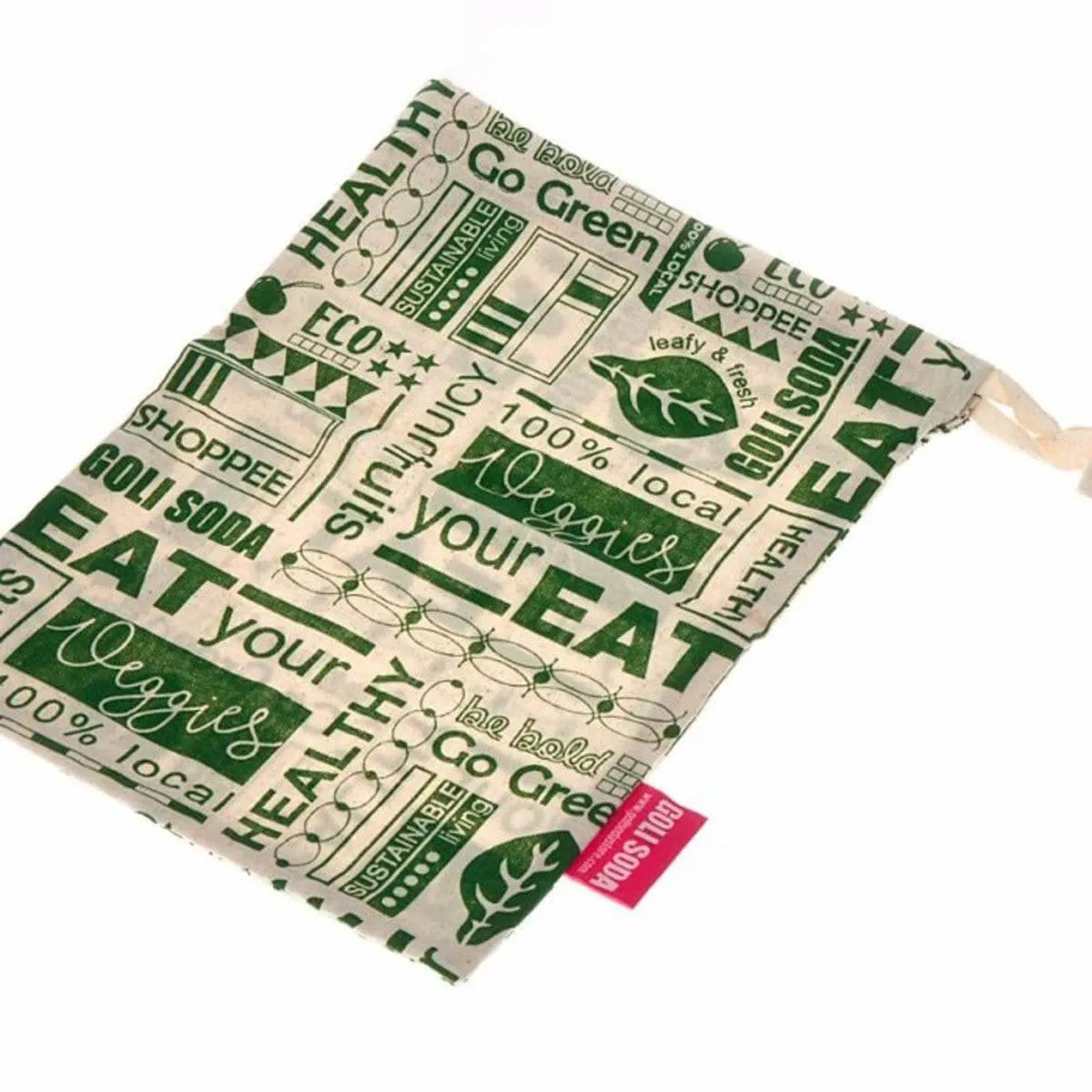 Reusable Cotton Go Green 12x10 Produce Bag- Set of 4 Big- for Veggies, Roti, Sprouting & Paneer