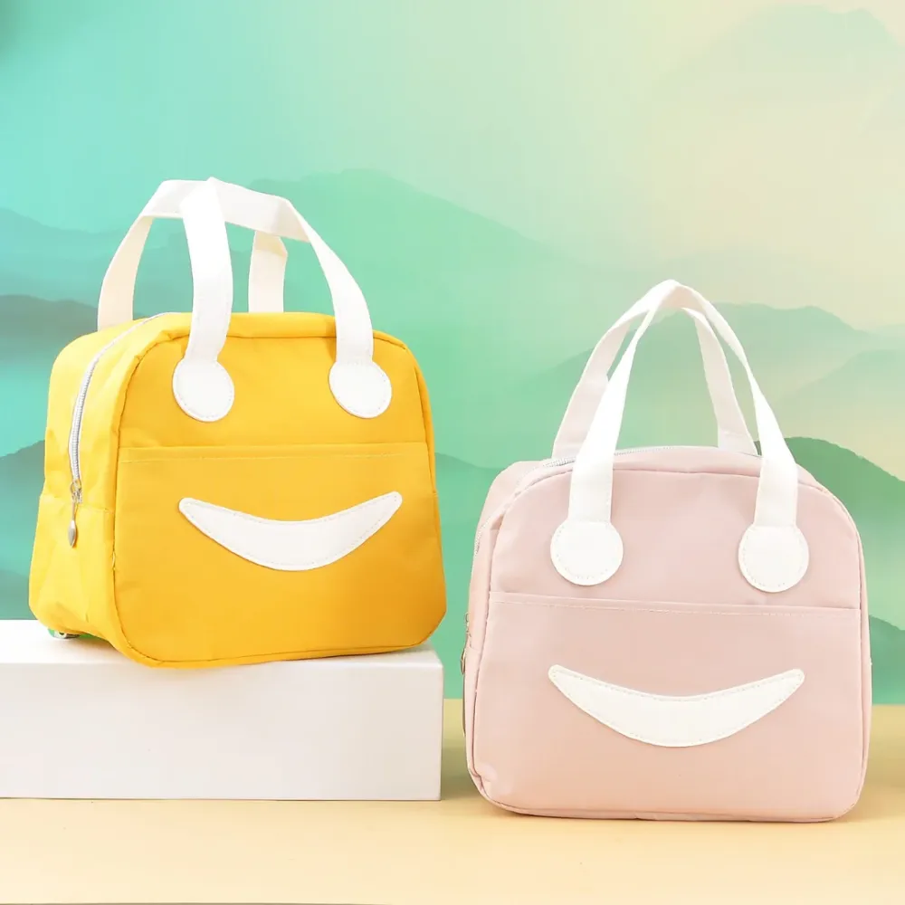 Stylish and elegant smiley lunch bag .