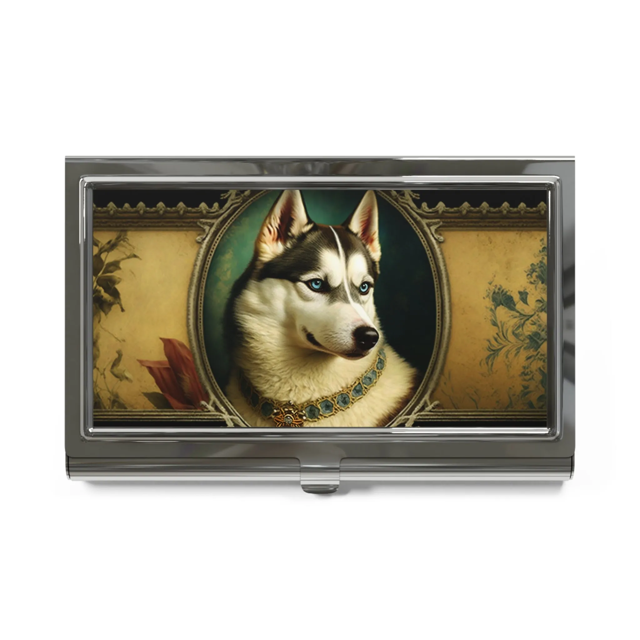 Vintage Victorian Siberian Huskey Business Card Holder