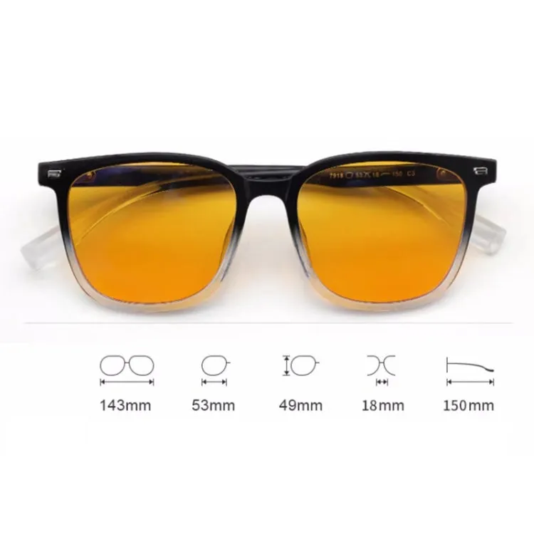 Watching Cell Phone Playing Games Anti-Blue Light Glasses Postoperative Flat Glasses, Color: Gradual Black Frame Dark Yellow Lens