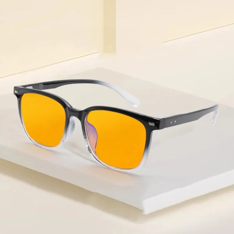 Watching Cell Phone Playing Games Anti-Blue Light Glasses Postoperative Flat Glasses, Color: Gradual Black Frame Dark Yellow Lens